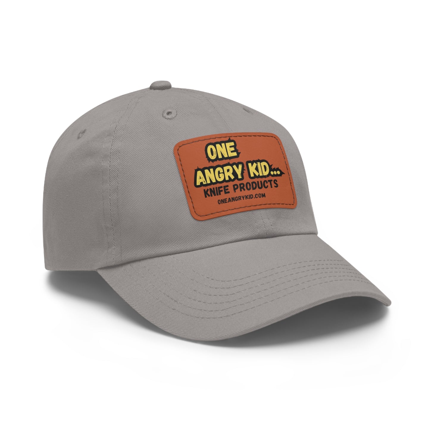 "One Angry Kid.." Dad Hat with Leather Patch (Rectangle)