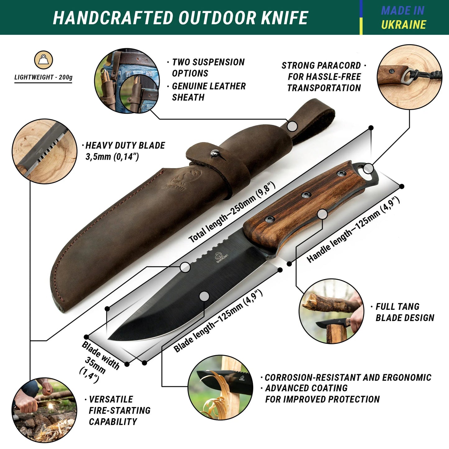 BSH4 Dusk Bushcraft Knife 9.75 inch Carbon Steel