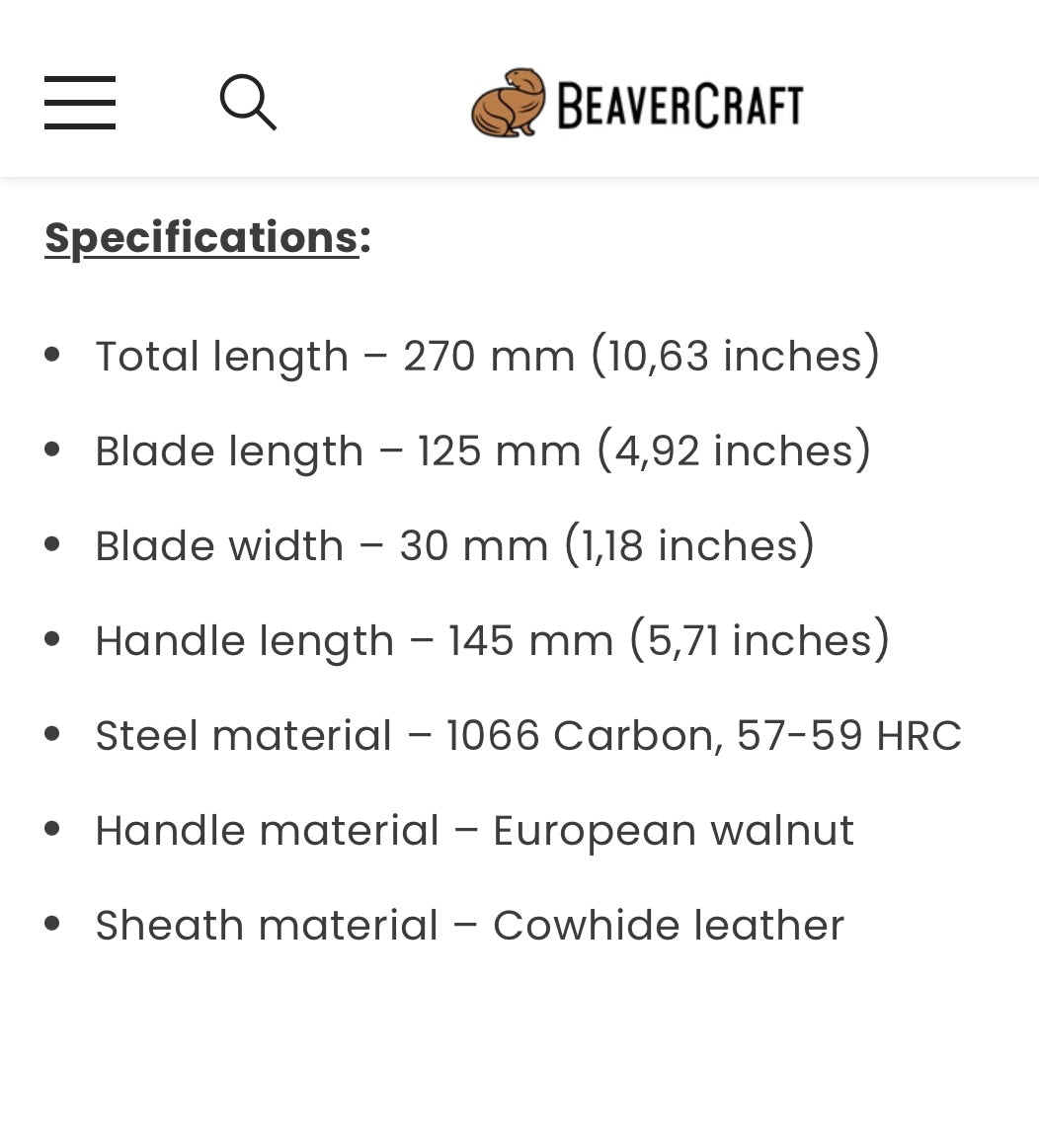 BSH1 Dune Carbon Steel Bushcraft Knife By BeaverCraft