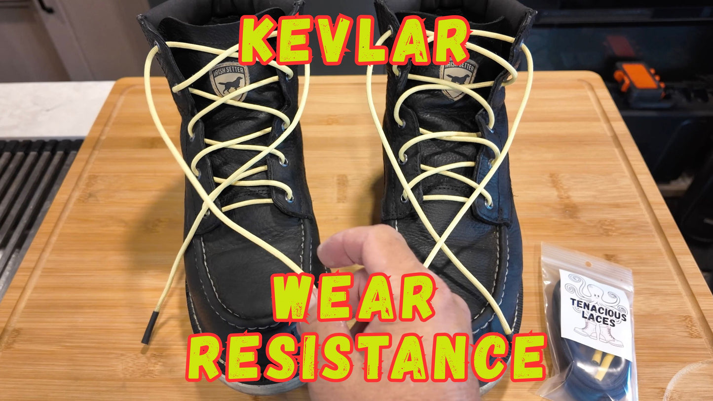 TENACIOUS LACES=Yellow with black ends, 4mm, 56 inches long