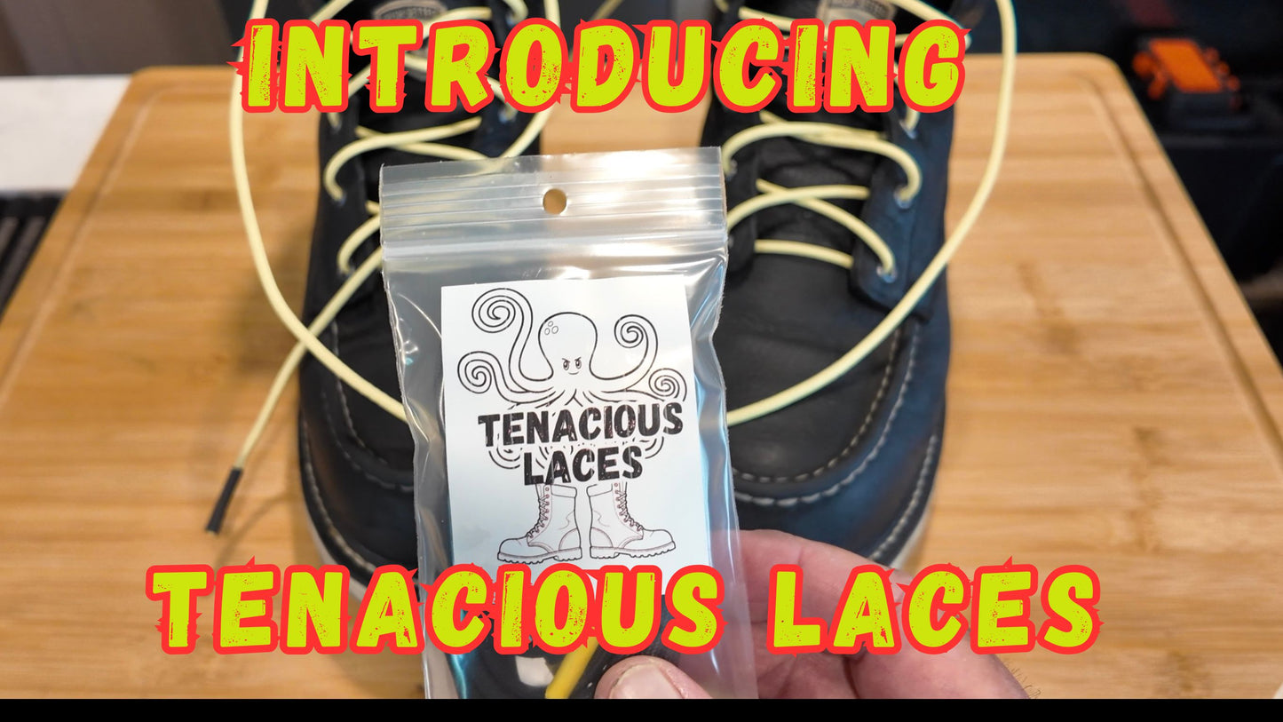 TENACIOUS LACES=Yellow with black ends, 4mm, 56 inches long